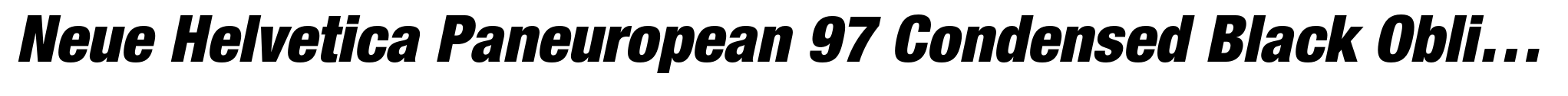 Neue Helvetica Paneuropean 97 Condensed Black Oblique image
